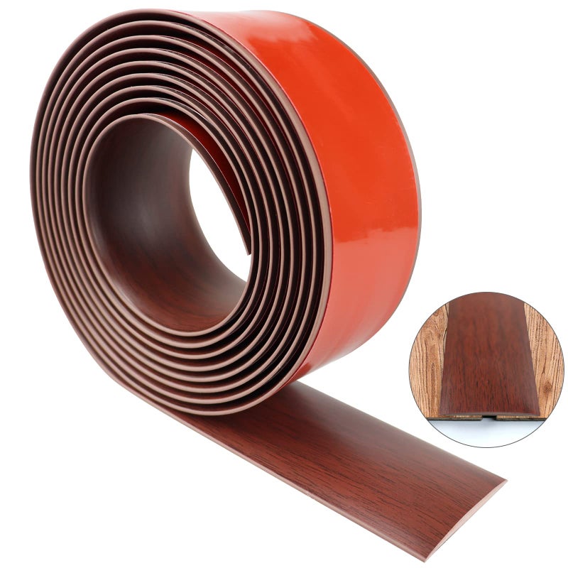 LSGCQ Floor Transition Strip 1.57"" Self Adhesive Flat Vinyl Flooring Transitions Strip with Strong Backing Wood Grain (4cm, 10FT, Red Oak) - Image 1